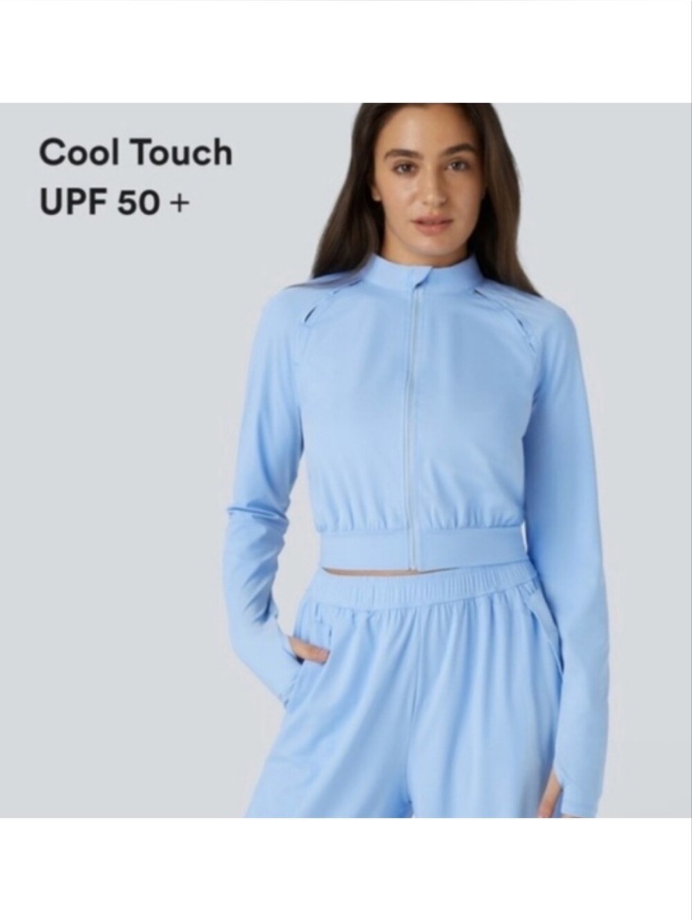 NWT Halara Stand Collar Zipper Thumbhole Cutout  Cool Touch Yoga Jacket Size M